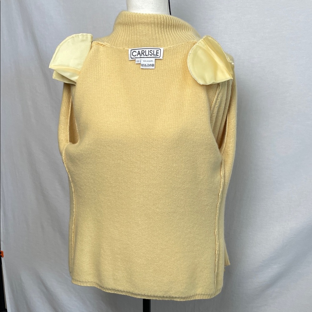100% Cashmere knit Women's yellow Zip-Up Jacket 4 button pockets - Picture 9 of 17